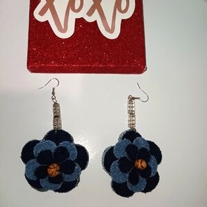Floral Denim Earrings